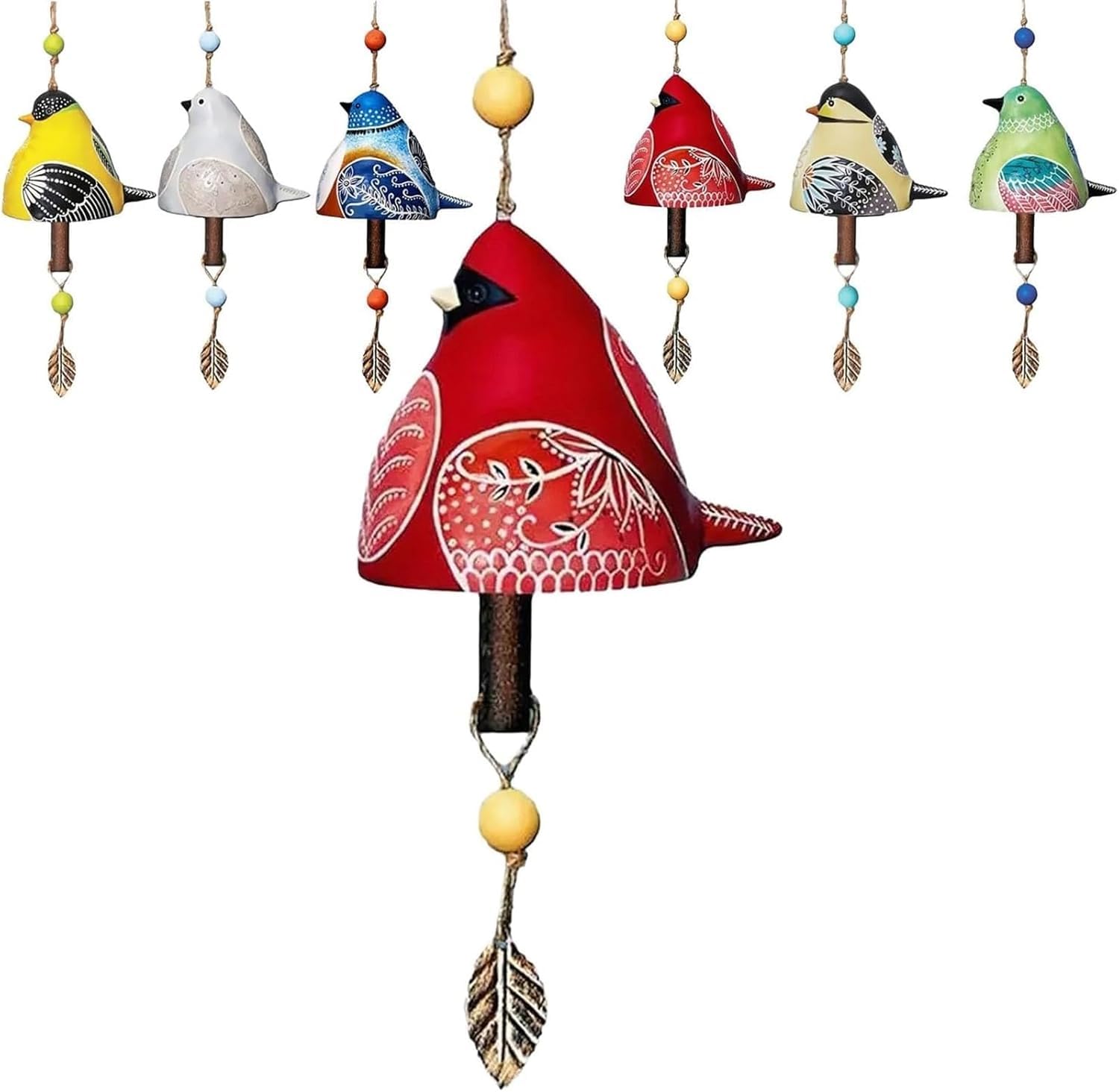 Rapoyo Red Bird Song Bell, Bird Song Bell Courtyard Decoration, Bird Song Bell Collection, Hanging Wind Chime Garden Courtyard Decoration, Music Wind Chimes, For Patio, Porch, Garden, Backyard(Red)