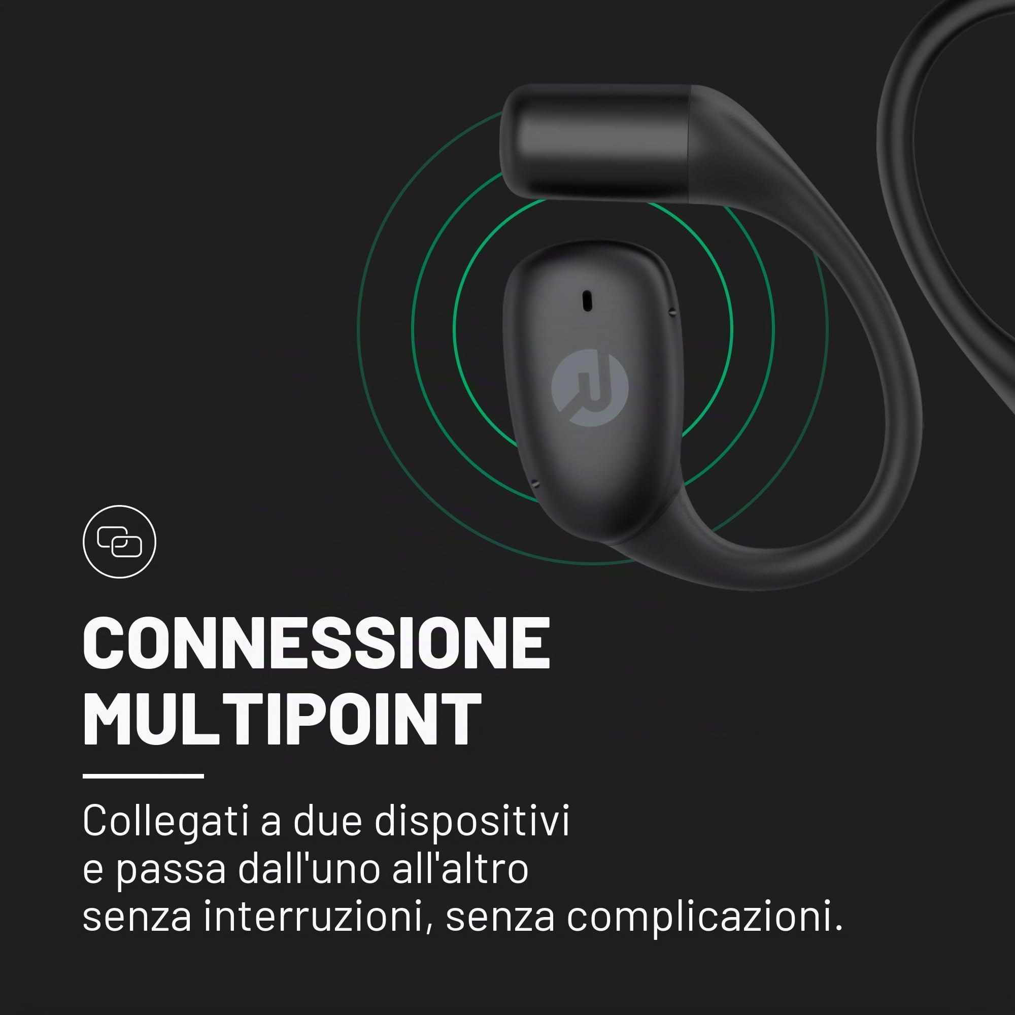 Raycon Essential Open Earbuds – True Wireless Open Ear Bluetooth 6.0 Cuffie, Ultra-Leggero, Comfort Hook Design, IPX5 Resistente all'acqua, 36 ore di durata della batteria (viola)
