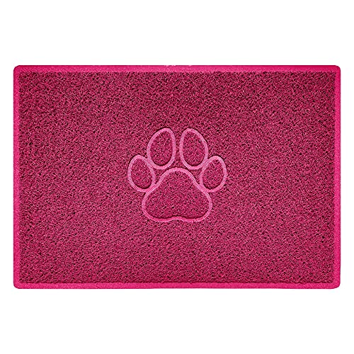 Nicoman Paw Embossed Shape Indoor Outdoor Dirt-Trapper Door Mat Washable Barrier Heavy Duty Doormat - (Watertight Rubber-Back, Large, Pink, 90 x 60cm)