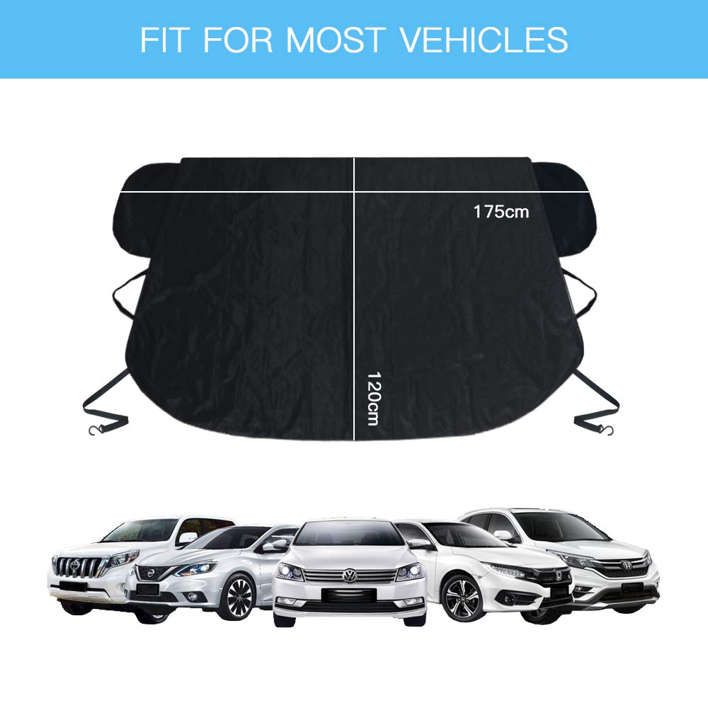 Car Windscreen Cover Frost Protector, Car Windshield Cover for Winter Magnetic Windscreen Protector with Elastic Hooks Perfect Resists Frost Snow Ice Sun UV Dust- Fits Most Cars, SUV(175x120 cm)