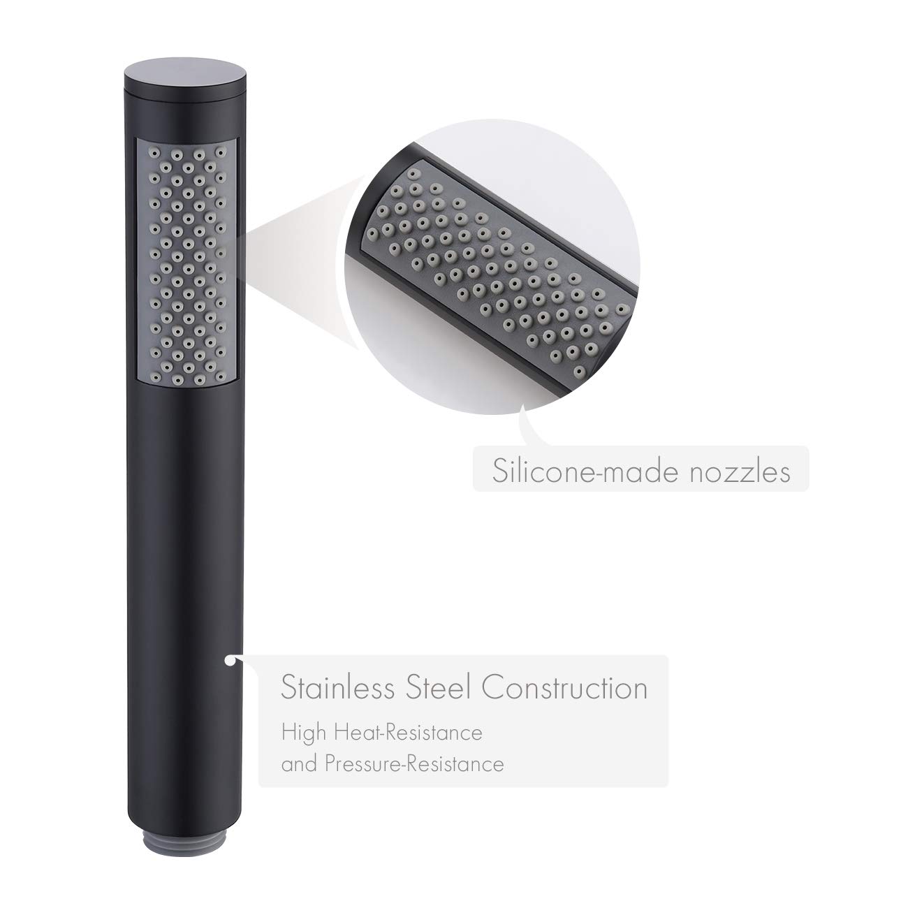 KES Soffione Doccia Nero con Staffa Supporto Doccia e Flessibile Doccia Extra Lungo Bagno Telefoni Doccia Set Acciaio Inox SUS304, LP150-BK