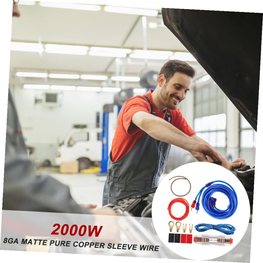 Leistungsverstärkerkabel mit Einfachem Einbau für Auto Zufällige Farbe 8ga aus Reinem Kupfer Komplettes Verstärkerkabel Satz für Audio und Subwoofer Installation