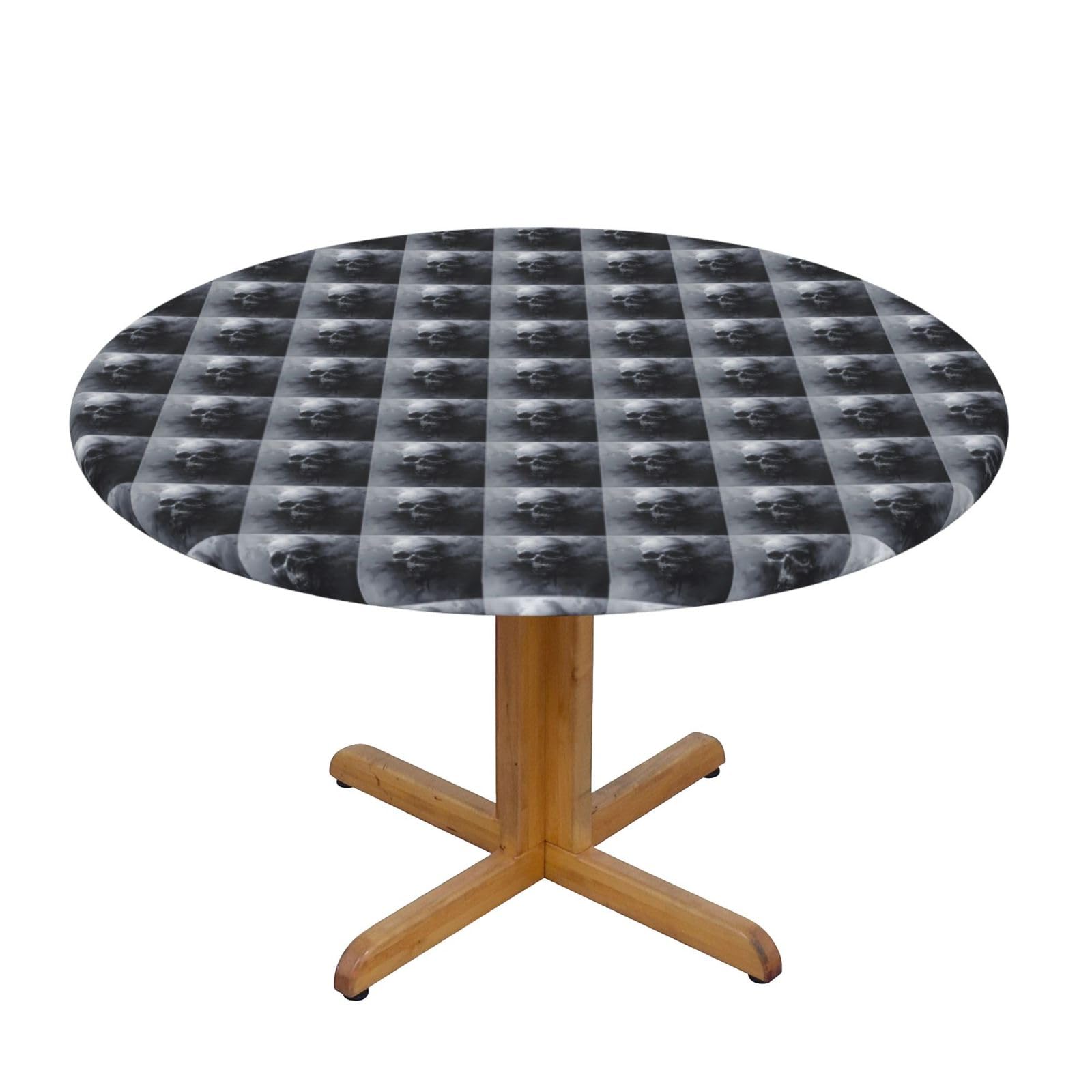 PPHGUT horror ghost skull Print Round Tablecloth Family Table Cover Kitchen Wedding Party Everyday Outdoor
