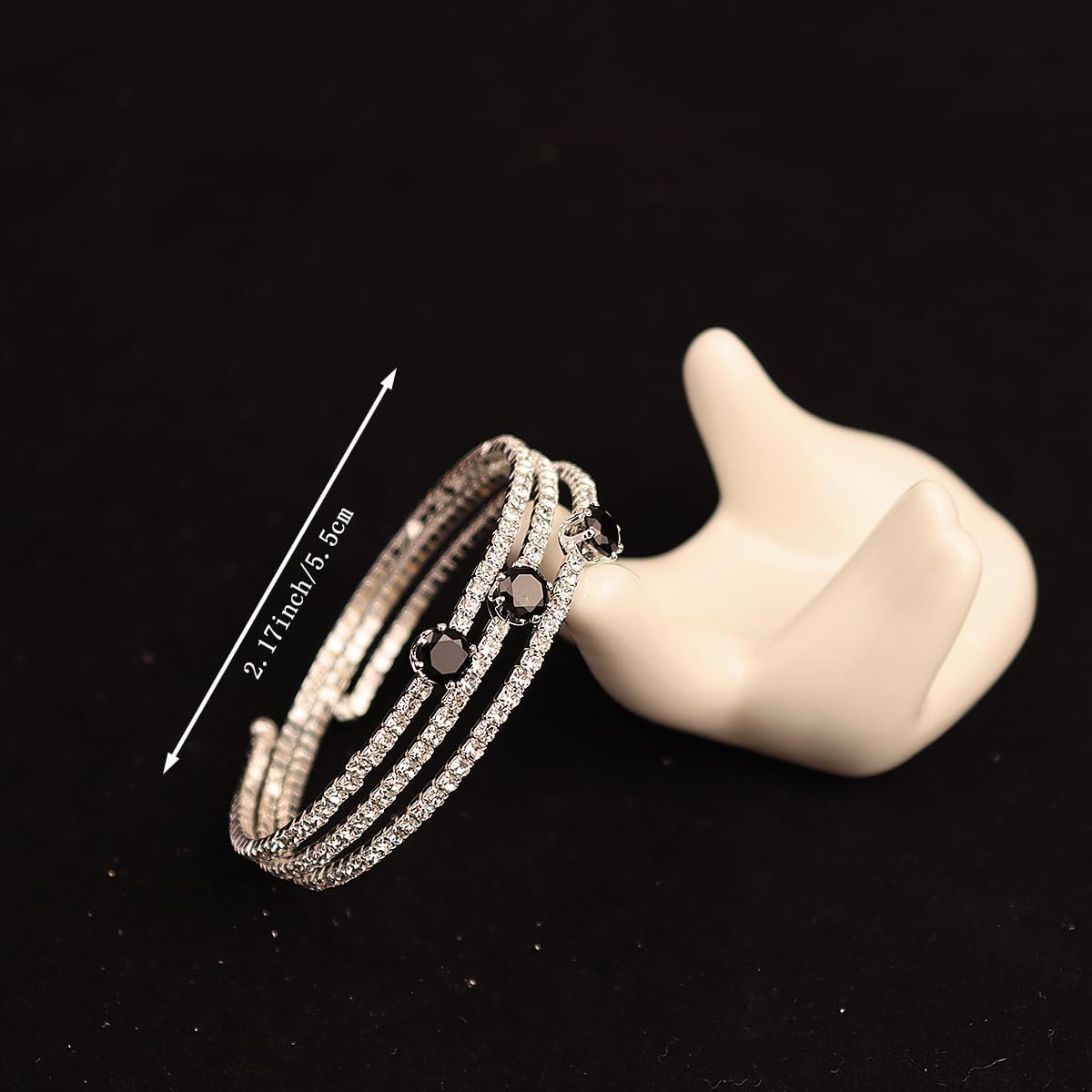 Sparkly Rhinestone Cuff Bangle Bracelet for Women Layered Crystal Half Open Cuff Tennis Wrist Bracelet Bridal Wedding Bracelet Jewelry - Image 4