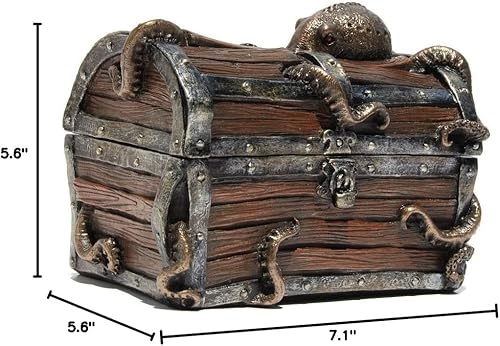 Miniatura 6 de Yalu&Freedom Caja de almacenamiento decorativa de pulpo retro de 5.6 x 7.1 x 5.6 pulgadas