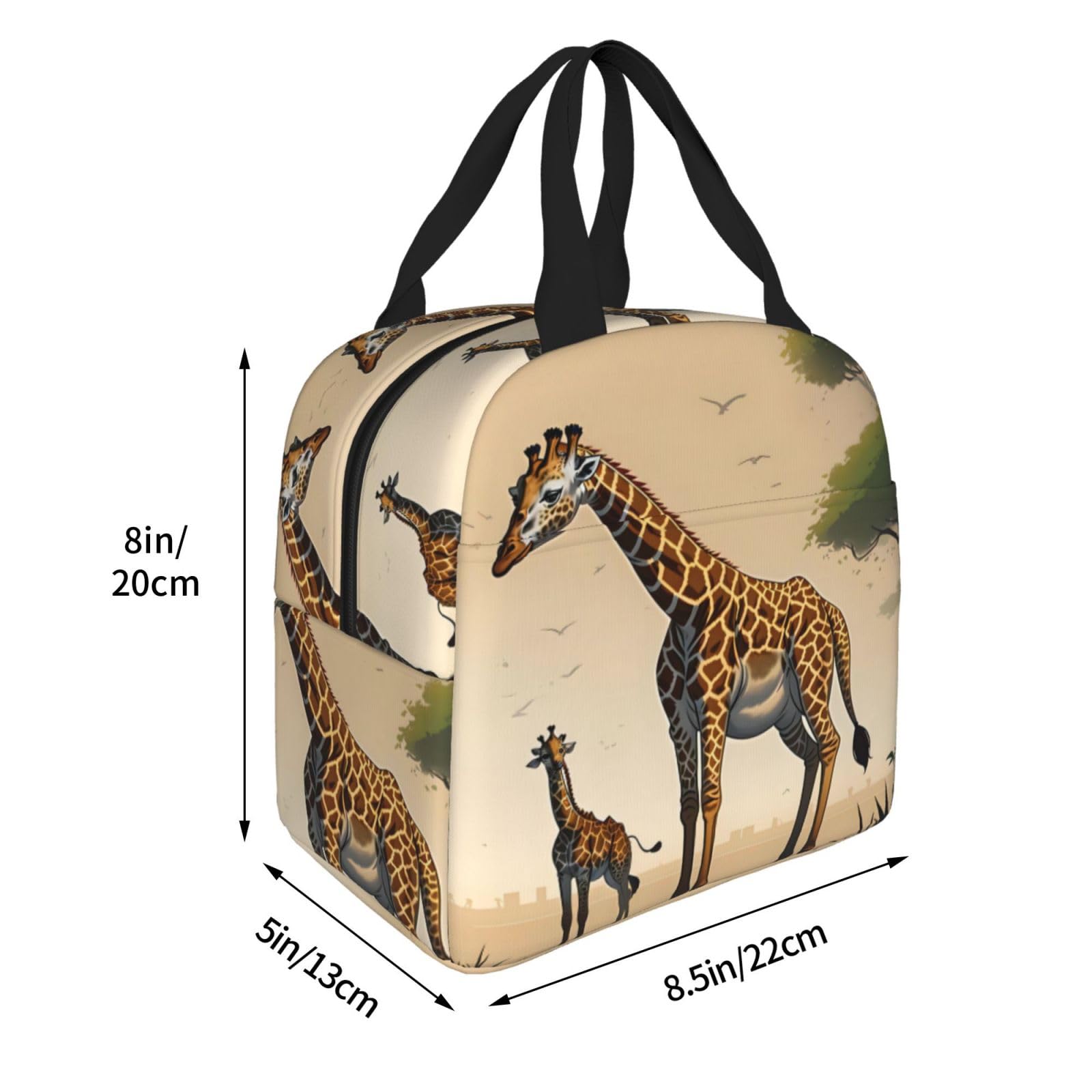 Borsa Termica Pranzo Con Giraffa Colorata - Impermeabile E A Prova Di Perdite Per Donna, Bambina, Adulti, Lavoro, Picnic, Rosa - 4