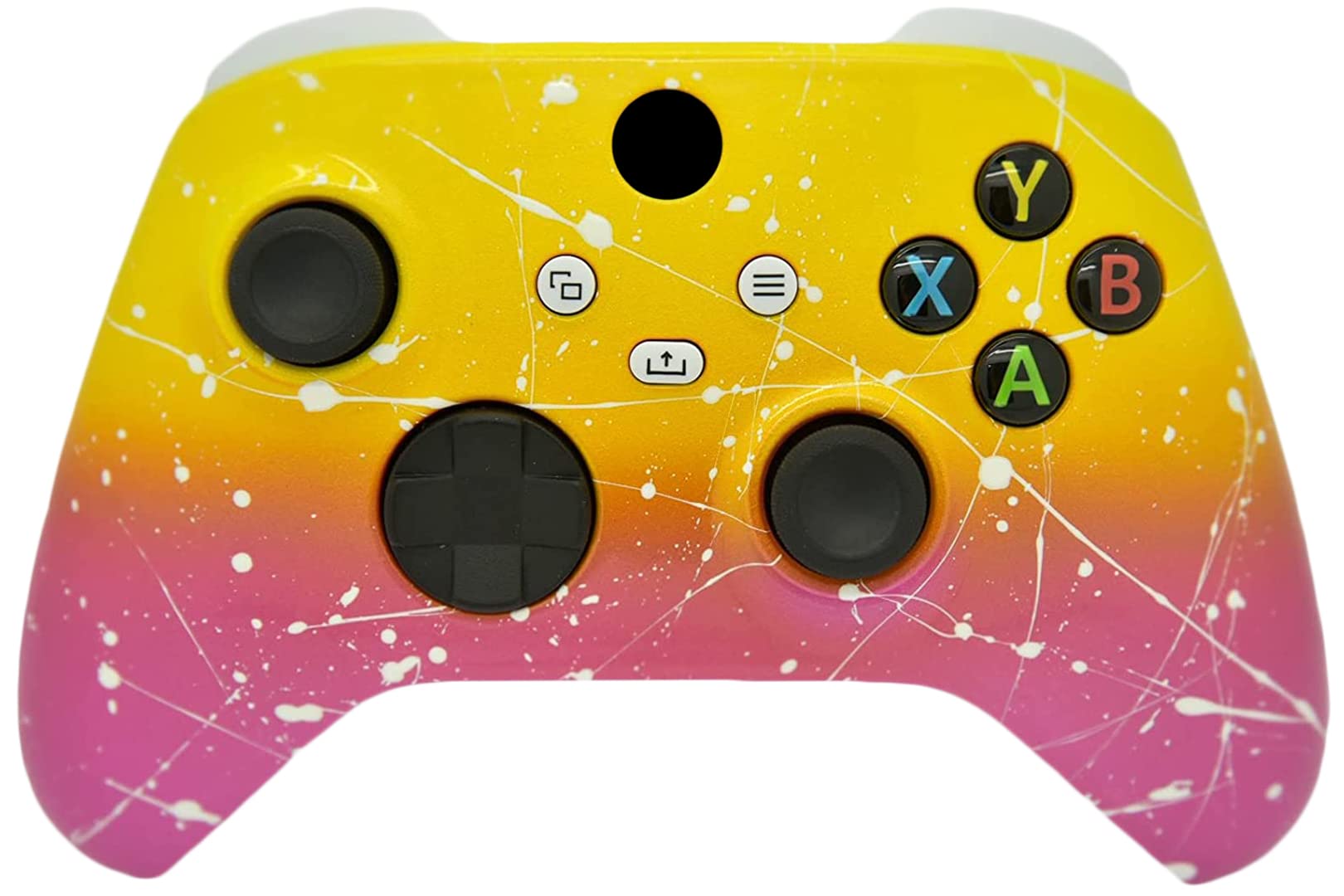 Hand Airbrushed Fade Custom Controller Compatible with Xbox Series X/S & Xbox One (Series X/S Pink & Yellow White Drip)