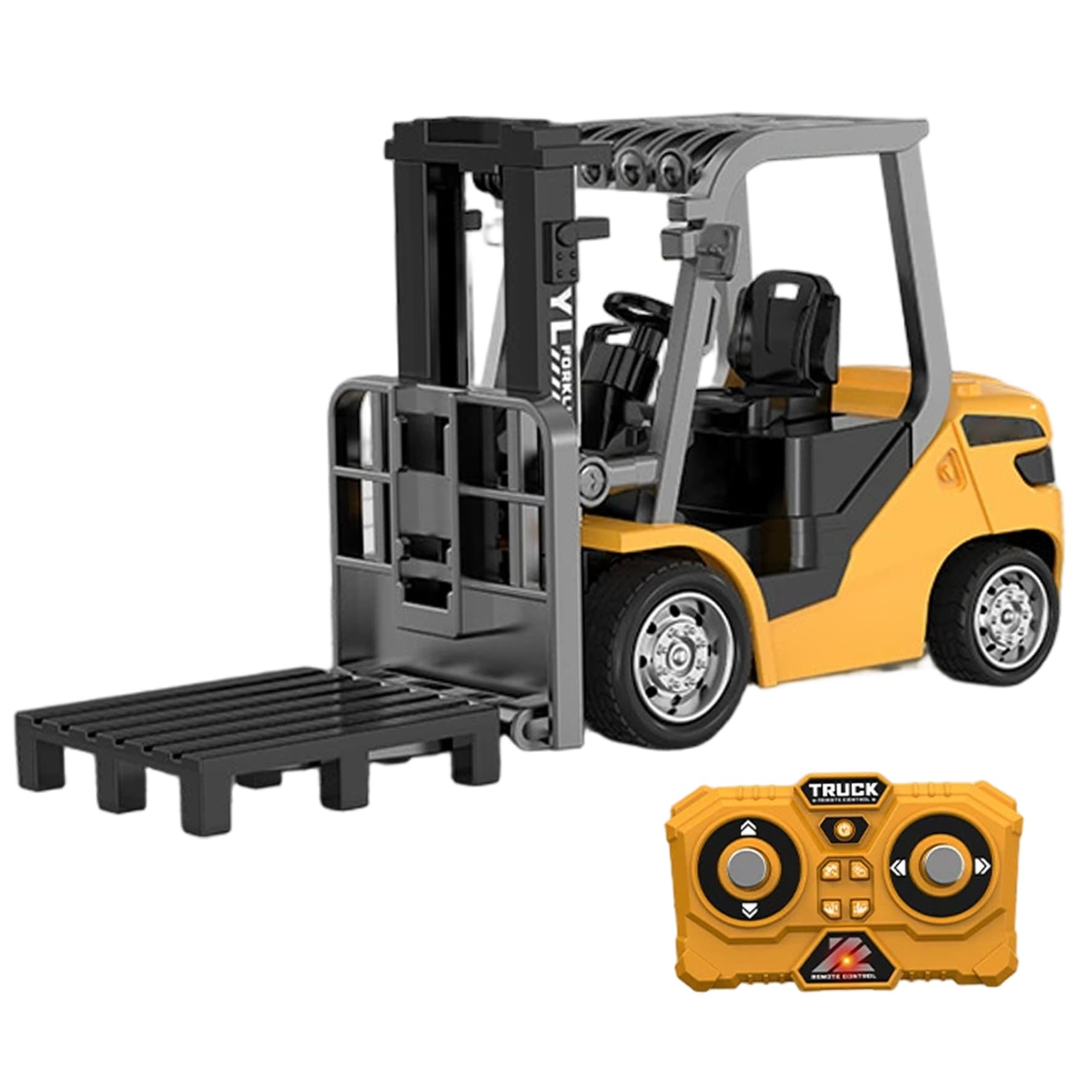 Carretilla elevadora de juguete, carretilla elevadora con control remoto de 3 velocidades, vehículos de construcción Rc con carga USB 1:64 con luces y sonidos para niños y niñas, juguetes jueg-