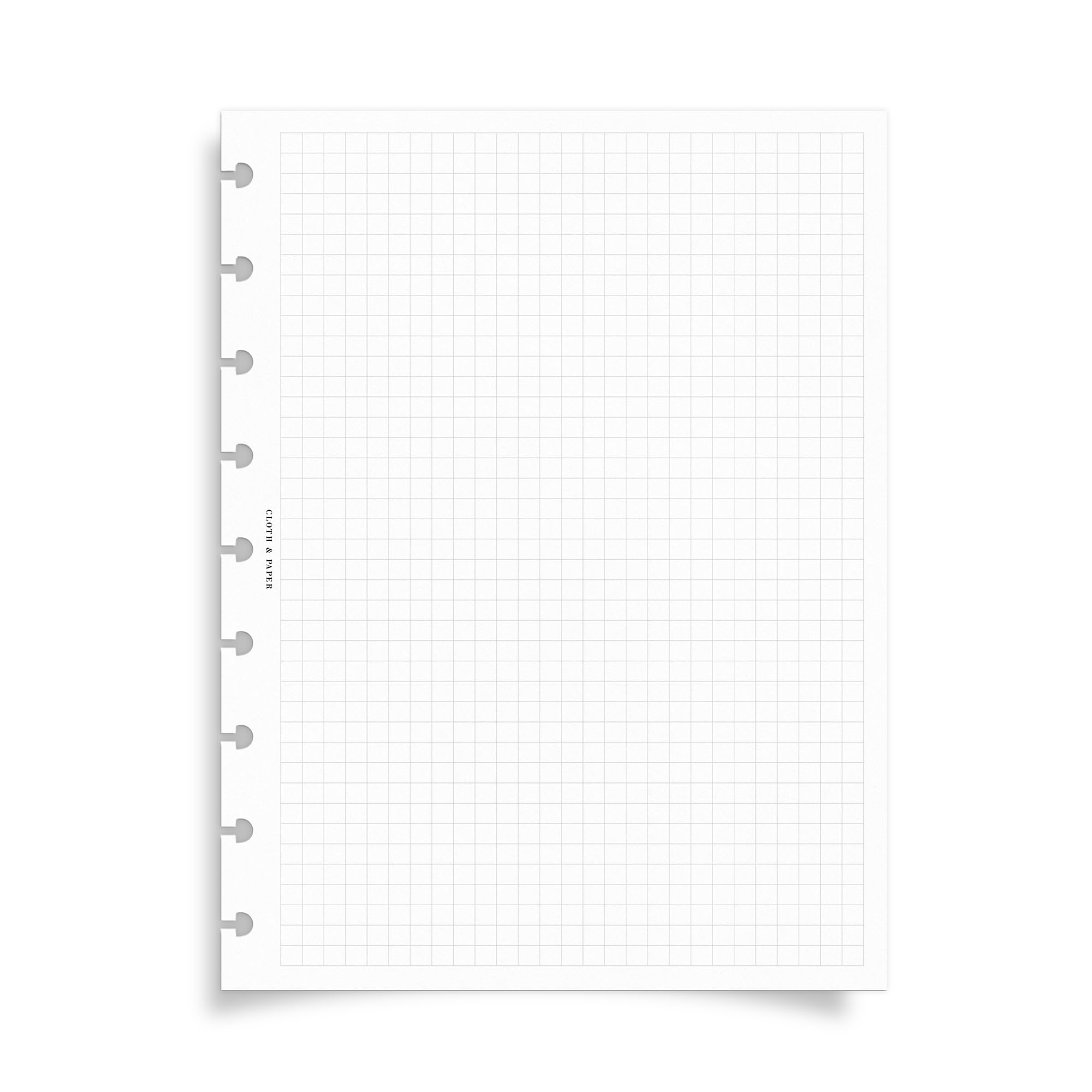 Cloth & Paper Graph Note Planner Inserts – HP Classic Size, 7 x 9.25 Inches | 15 Double Sided Sheets, Pre-Punched for 9-Ring Planner, Minimalist