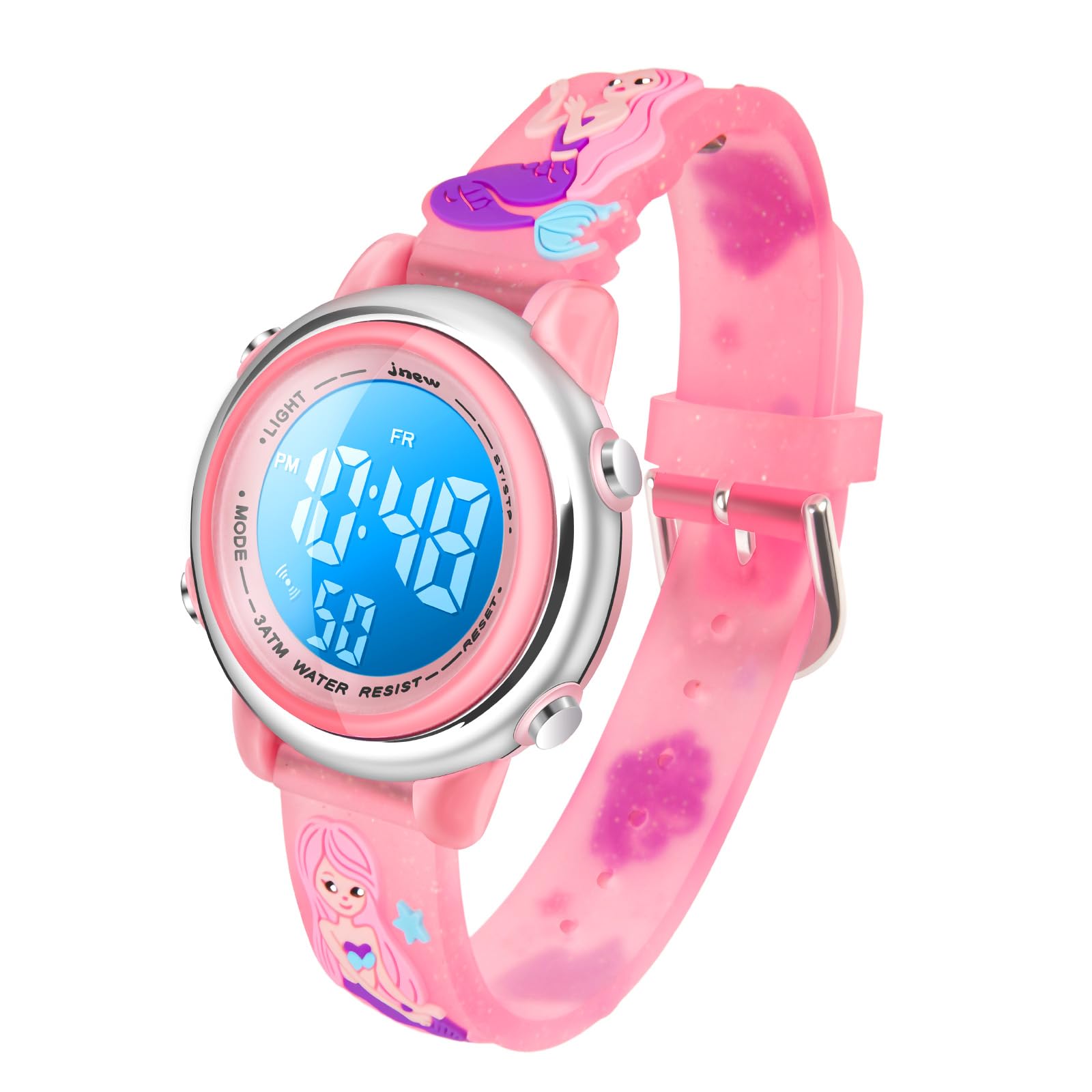 Kinder Uhr Digital 3D Cartoon wasserdichte Kinderuhr für 3-10 Jahre Jungen Mädchen kleines Kind, 7-farbige Hintergrundbeleuchtung, Geschenke für Kinder