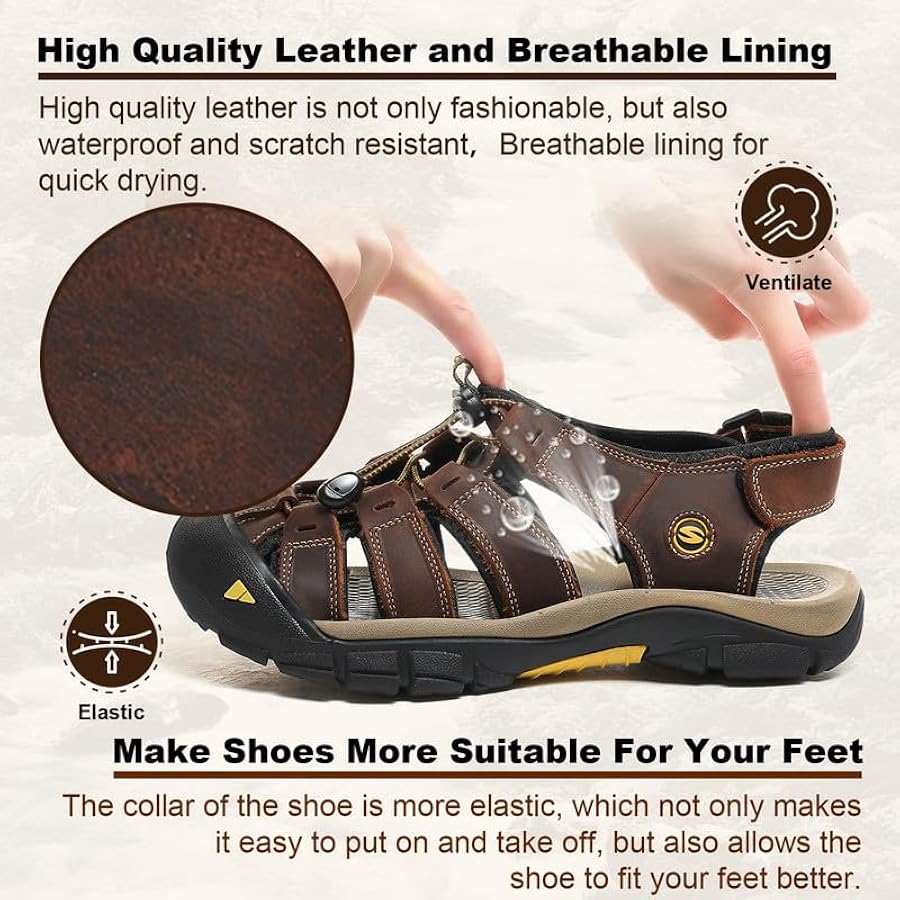 Amazon.com | ziitop Mens Hiking Sandals Closed Toe Athletic