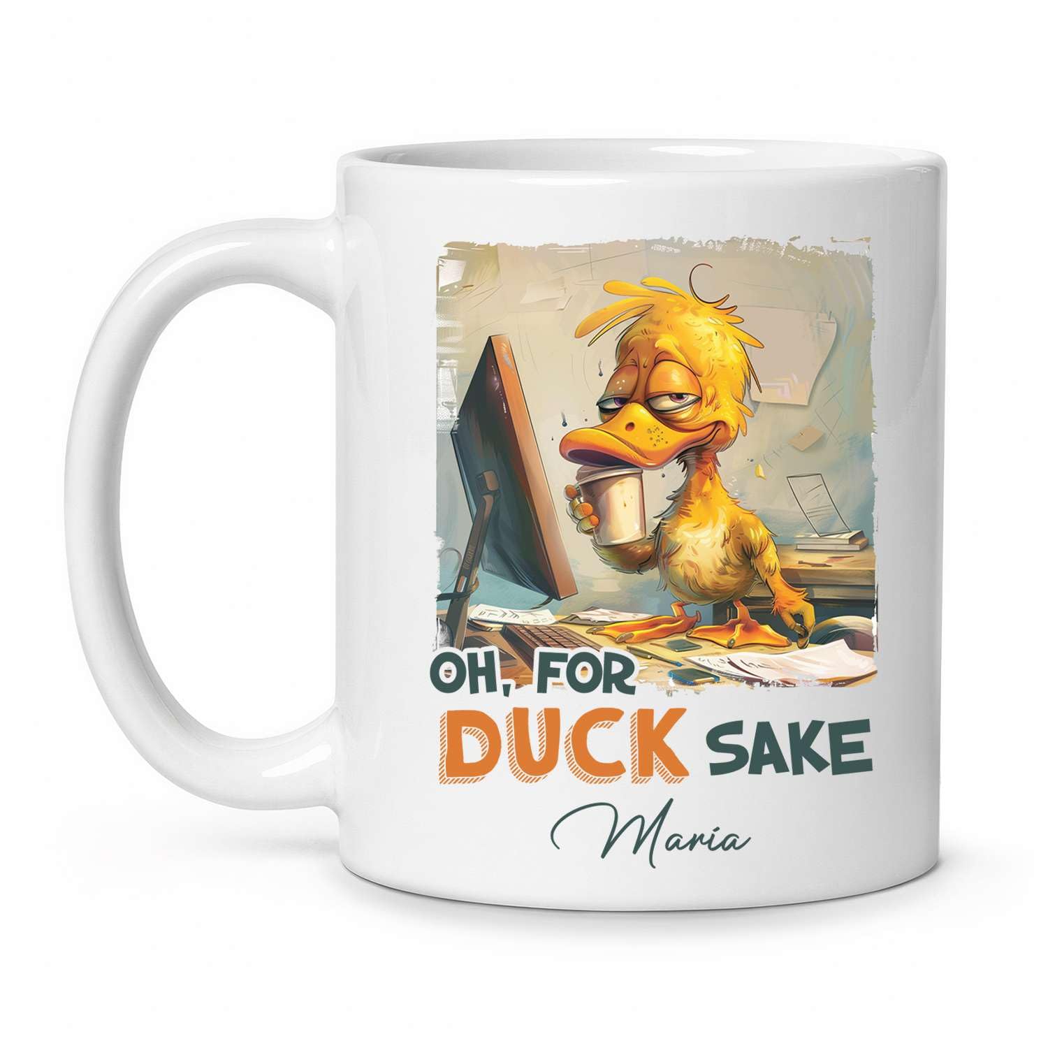 Amazon.com: Custom Name Mug With Tired Duck Design, Personalized Funny Animal  Coffee Cup For Friend Coworker, Gift For Duck Lover, Customized Duck Ceramic  Mug Present, Unique White Mug 11oz 15oz : Home