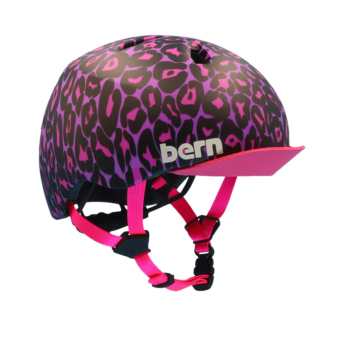 Bern Nina DVRT Kids Bike Helmet with Rotational Impact Safety?Adjustable Comfort?Trusted by Parents Worldwide?EN1078 Certified?XS/S?Matte Purple Leopard