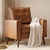 HNY Brown Faux Leather Tufted Accent Chairs