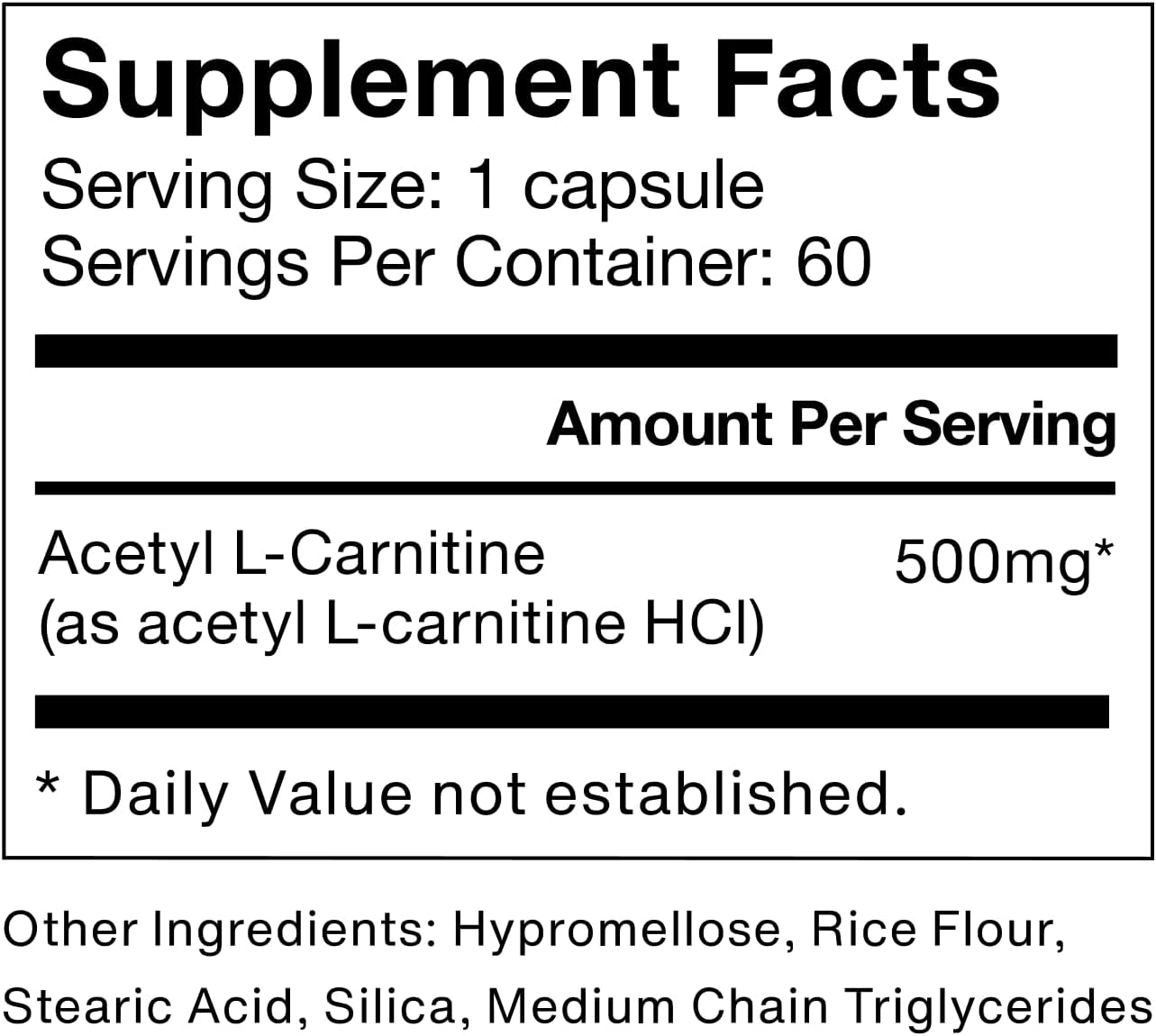 Momentous Acetyl L-Carnitine, Brain Function & Cognitive Support Supplement, Boosts Mental Clarity & Energy Production, NSF Certified for Sport, 500 mg, 60 Servings