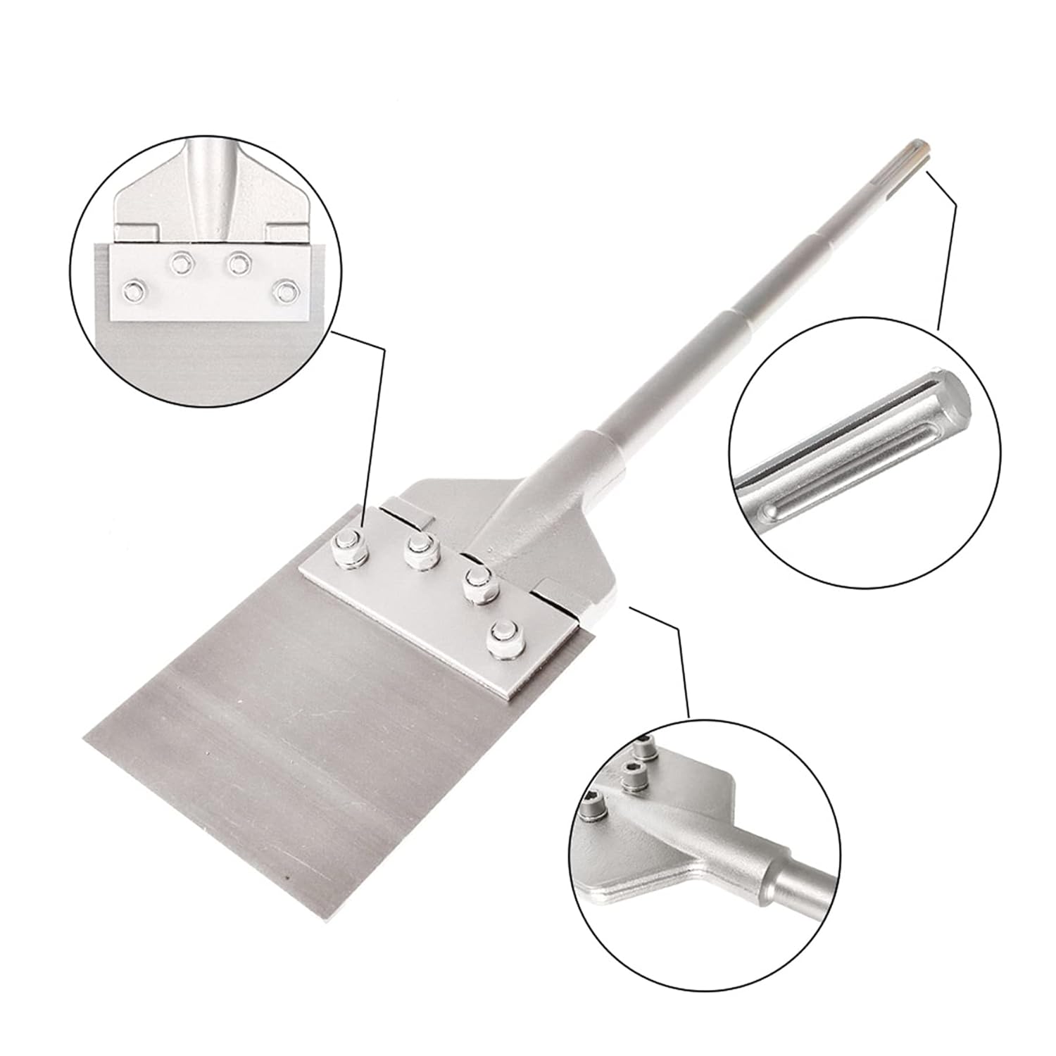 marddpair Floor Scraper 6 Inch Scraper Tile Demolition Bit Long Handle for Rotary Hammer Drills (6 x 25 Inch)