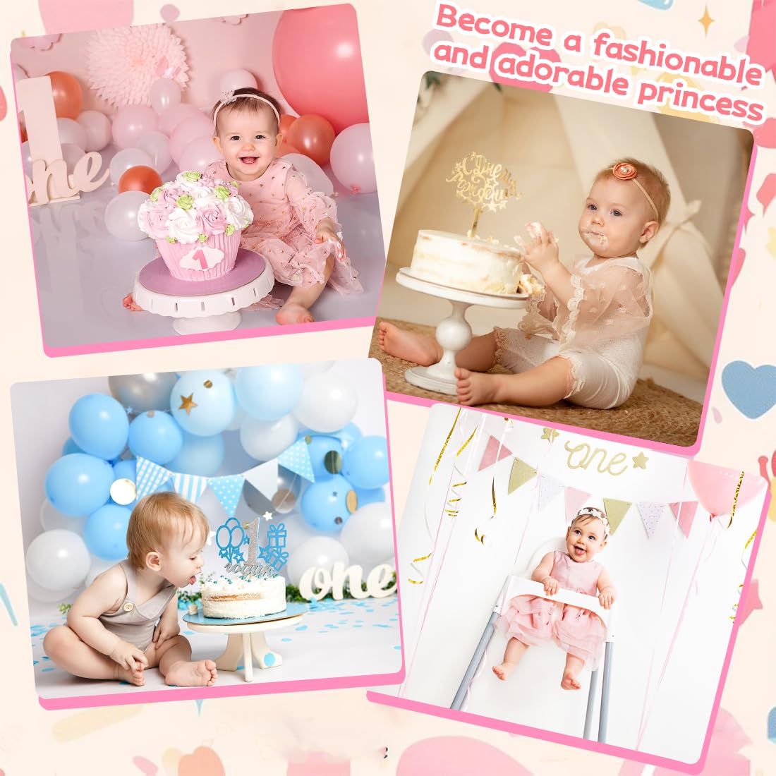 3 Pezzi Fascia Capelli Neonata, Corona Principessa Fascia, Corona Fascia Neonato, Accessori per Bambina, Per Compleanni, Feste, Morbido, Cotone, Elastico, Grazioso(Oro, Argento, Rosa)