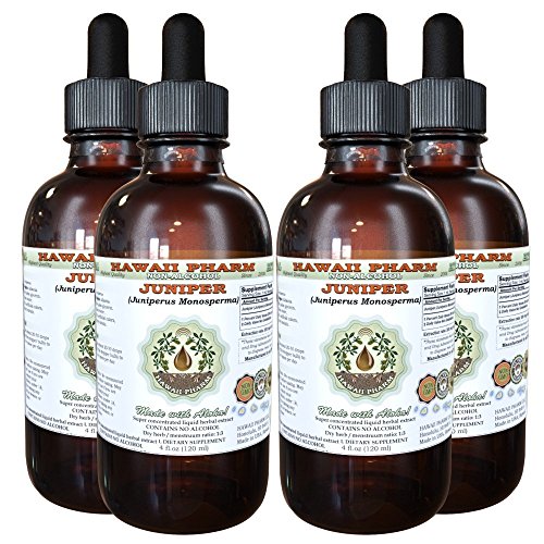 Hawaii Pharm Juniper (Juniperus monosperma) Berry Alcohol-Free Extract, 4 fl oz, 4-Pack