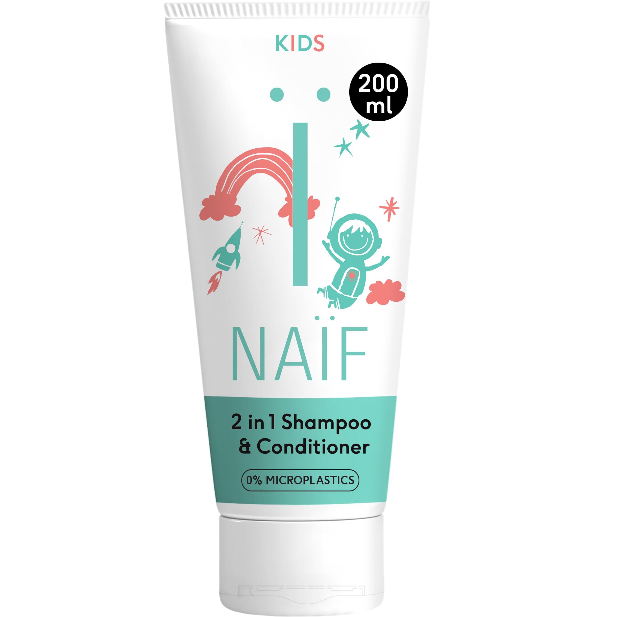 Naïf Shampoing & Après-Shampoing 2 en 1 Bébé & Enfant – 0% parfum, doux, sans SLES, microplastiques ni silicones, testé dermatologiquement – 200 ml