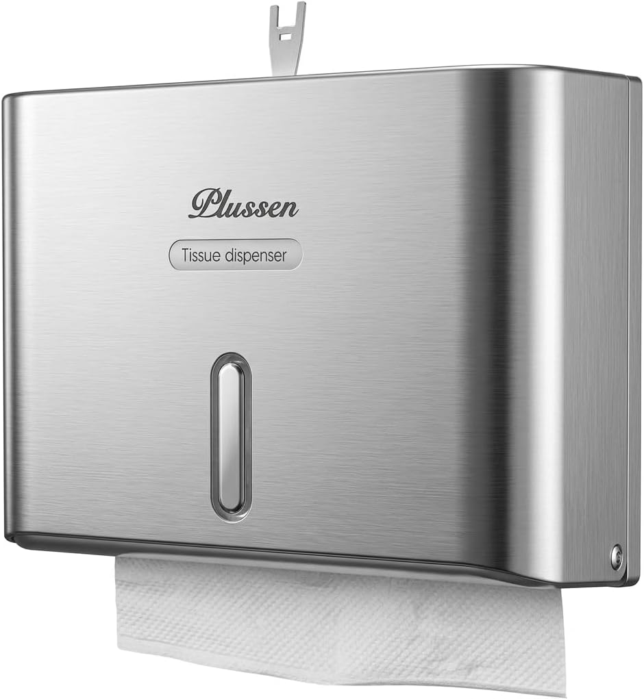 Paper Towel Dispenser Wall Mount, Adhesive No Drilling Multifold Trifold C Fold Commercial Hand Towel Dispenser,Silver