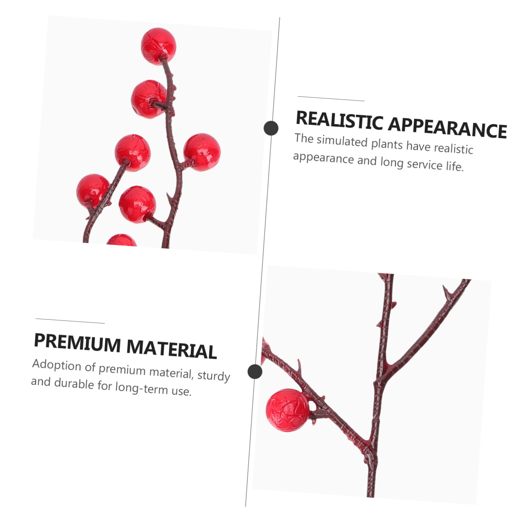 Cabilock Lot De 5 Branches De Houx Artificielles Élégantes pour Décoration De Maison Noël Mariage 10 Pièces X 5