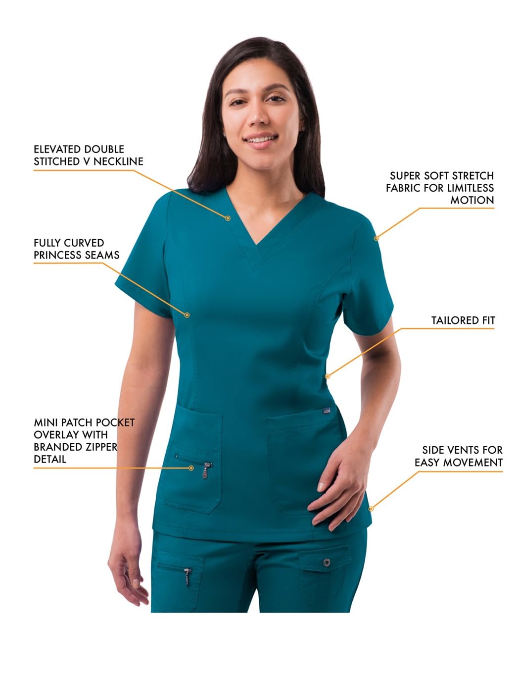 Adar PRO Set Scrub Flawless Plus da Donna - Top con Scollo a V rialzato e Pantaloni da Jogging