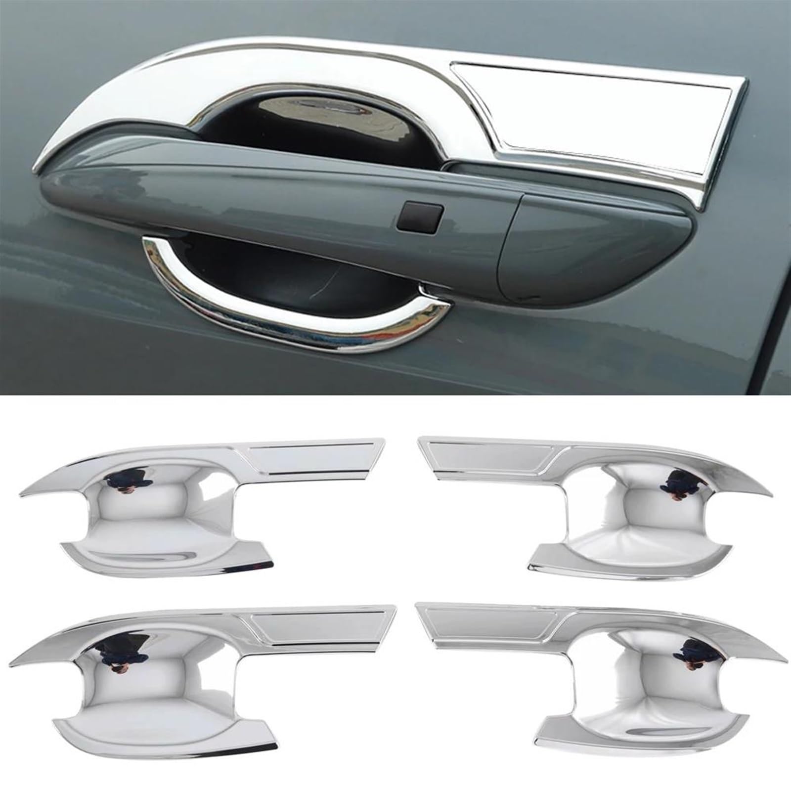 NOHEEU Car Accessories Exterior Door Side Handle Bowl Cup Cover Trim 4 Pack for Hyundai for Elantra (CN7) 2020-2023(OneColor)