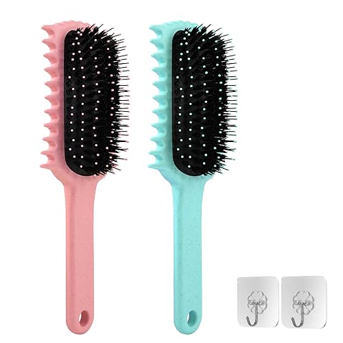 Paquete de 1 cepillo definidor de rizos para ondas y bobinas, desenreda, da volumen y define rizos, reduce el encrespamiento y la rotura, mango de