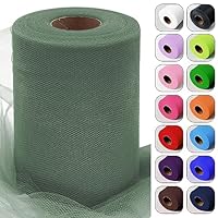 Rotolo Tulle Verde Oliva 12,5cm X 100m - Tessuto Decorativo Per Matrimoni, Compleanni E Feste