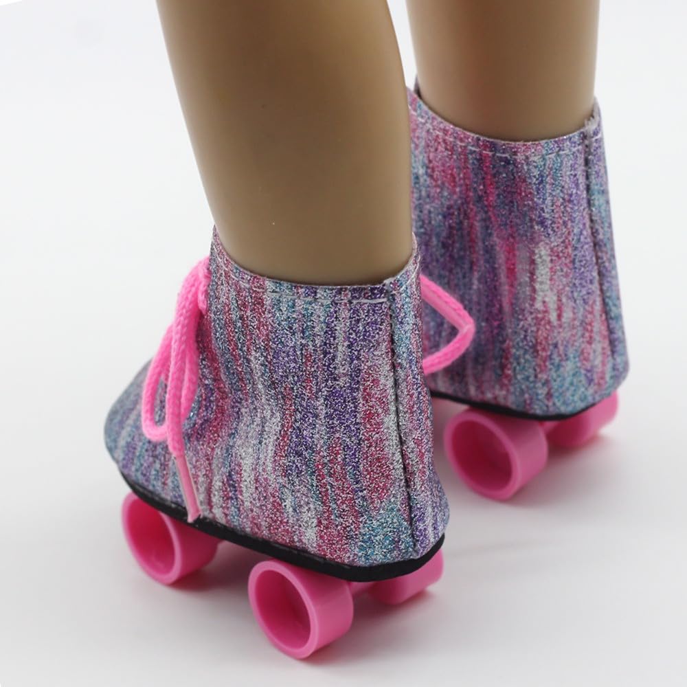 Pattini a rotelle per Bambola da 18 Pollici, Scarpe da Pattinaggio su Ghiaccio per Bambola Americana da 46 cm, Accessori per Costume (#F)