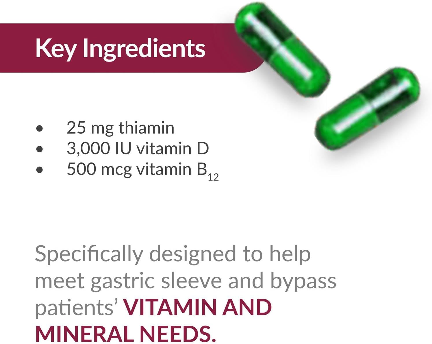 Bariatric Advantage Ultra Solo Without Iron - Once-Per-Day Daily Multivitamin - for Bariatric Patients - with Thiamin, Vitamin A & More - Gluten Free - 30 Capsules - Image 6