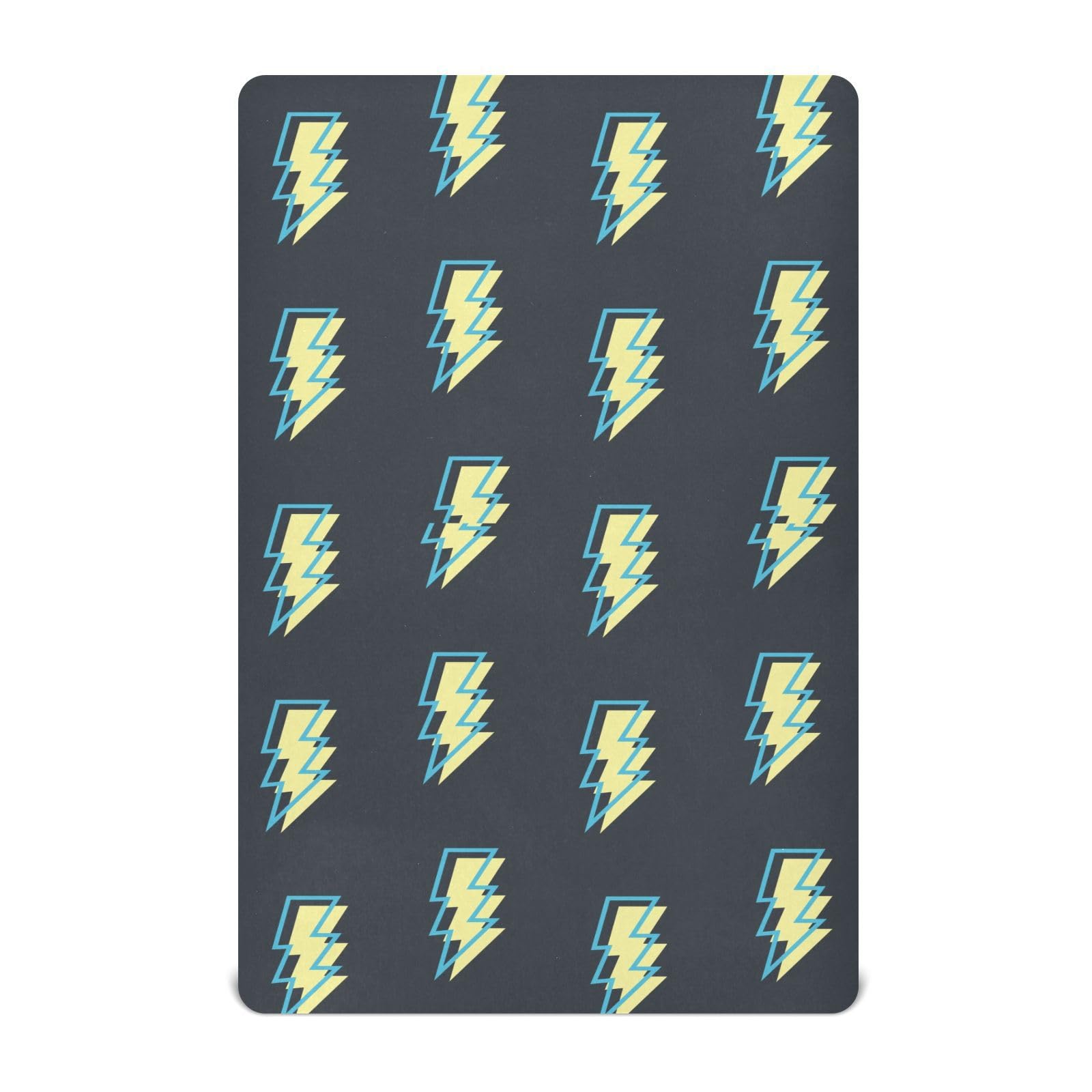 KICPOAY Lightning Bolt Black Fitted Crib Sheets Stretchy Portable Playard Sheets for Baby Toddler, Breathable Soft Mini Crib Mattress 52 x 28 in for Boys and Girls