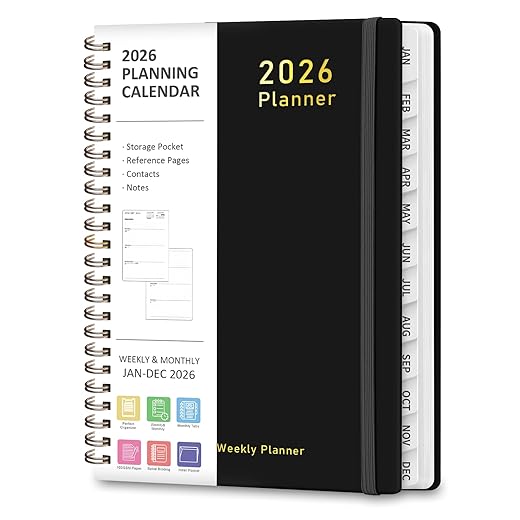 2026 Planner, Weekly and Monthly Calendar Academic Planner, Jan 2026 - Dec 2026, Planning Agenda Book for Desk Accessories and School Supplies - A5 (6.3'' x 8.5'')