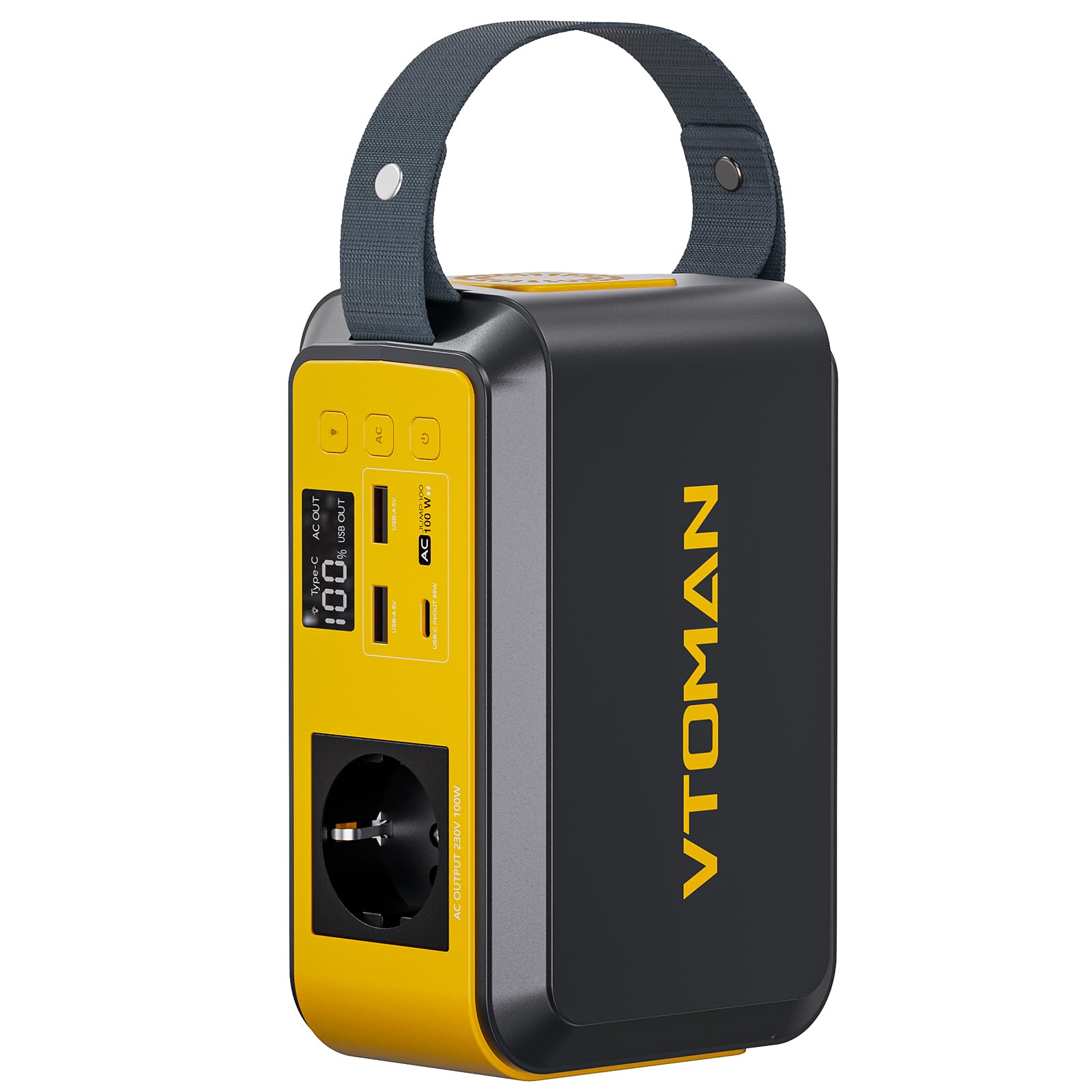 VTOMAN Jump 100 Tragbare Powerstation, 89.6Wh LiFePO4-Batterie,100W Solargenerator (Spitzenleistung 200W) Steckdose und PD 65W Schnellladung für Camping, Draußen, Reise,Notfälle