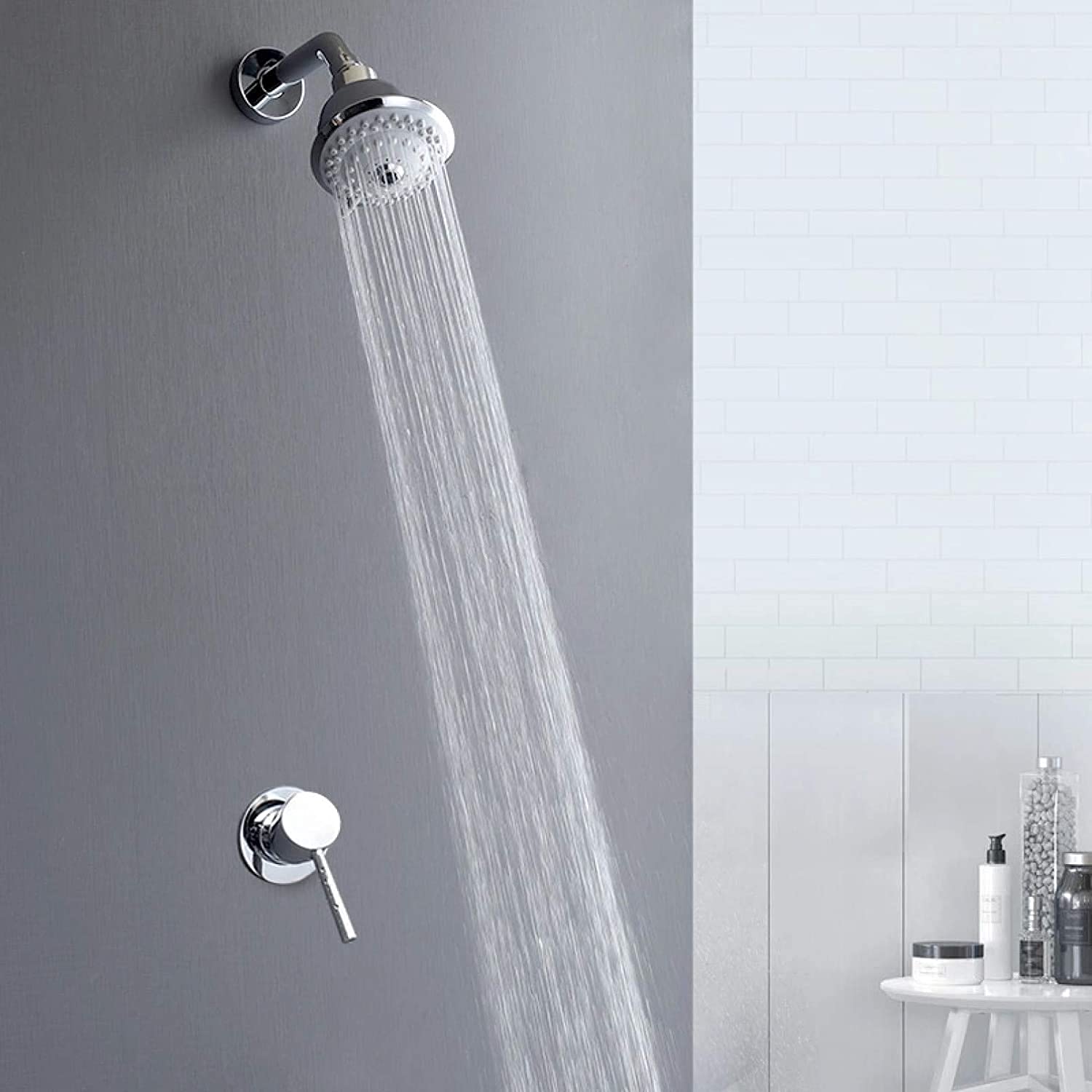 Robinet de douche de salle de bain chromé 5 fonctions pour remplacer votre mitigeur