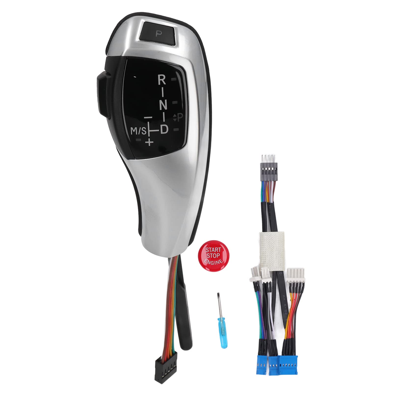 Zestaw do Modernizacji Dźwigni Zmiany Biegów LED z Przyciskiem Start Stop E60 E61 E46 LHD (Posrebrzane)
