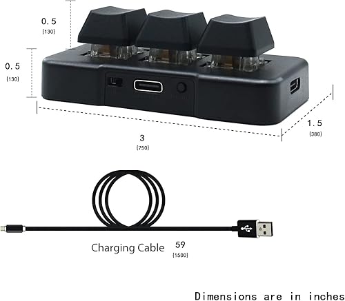 Miniatura 2 de Mini teclado de 3 teclas 2.4G inalámbrico 2 en 1 Teclado mecánico para juegos Programa personalizado de tecla caliente con LED RGB para juegos OSU