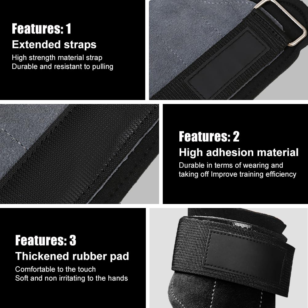 Zughilfen Krafttraining, Rutschfeste Zughilfen Leder für Fitness, Gewichtheben, Krafttraining & Bodybuilding, Zughilfe Lifting Straps für Frauen und Männer, Schwarz