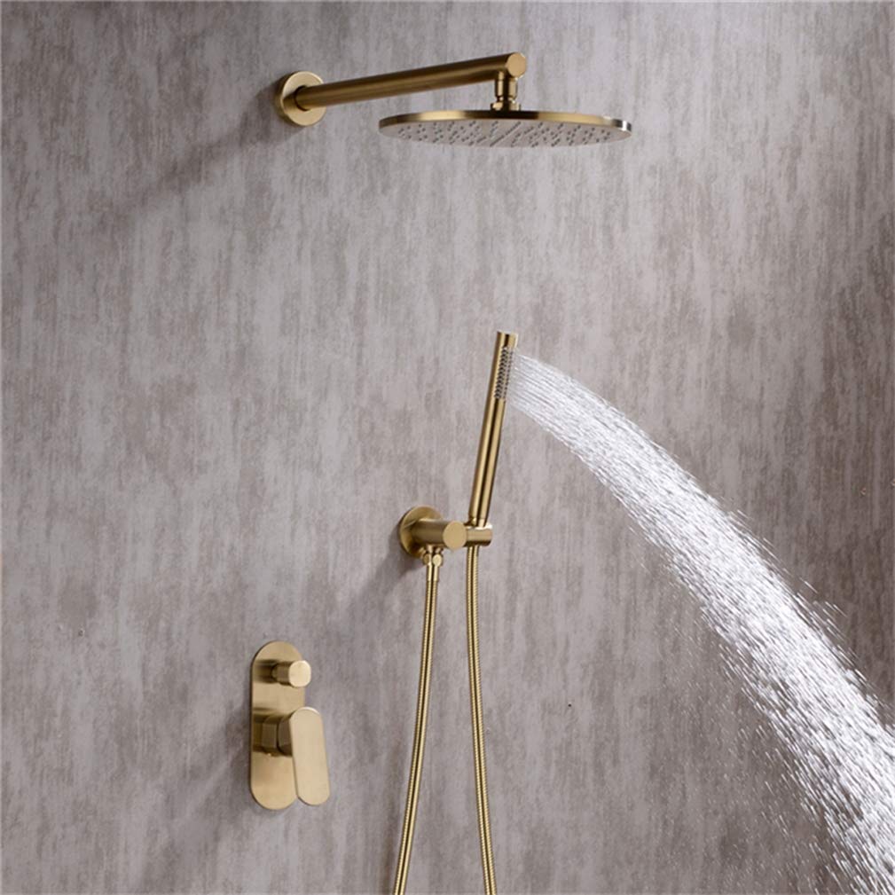 Système de douche jet pluie laiton massif or brossé haut débit