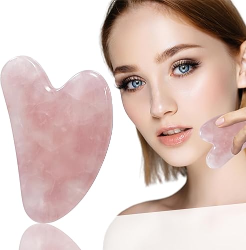 Miniatura 1 de Herramientas faciales de cuarzo rosa Gua Sha para el cuidado de la piel, masajeador facial, herramienta Gua Sha, herramienta de escultura facial de