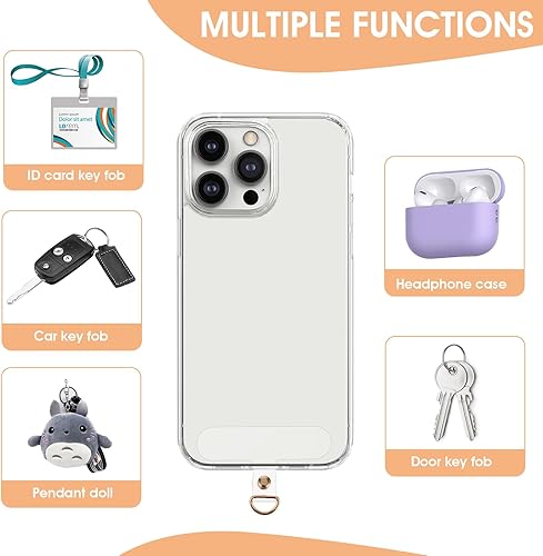 Miniatura 5 de simarro 6 piezas de cordón para teléfono con 6 anillos de resorte de metal, correa universal para teléfono, conector multifuncional para teléfono