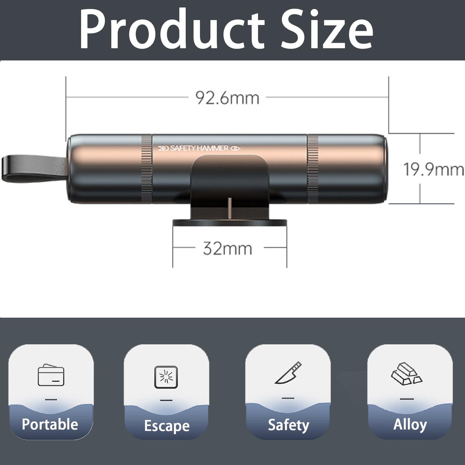 2 Pezzi Rompivetro Per Auto - Martello Emergenza Con Tagliacinture Per Sicurezza - Foto 6
