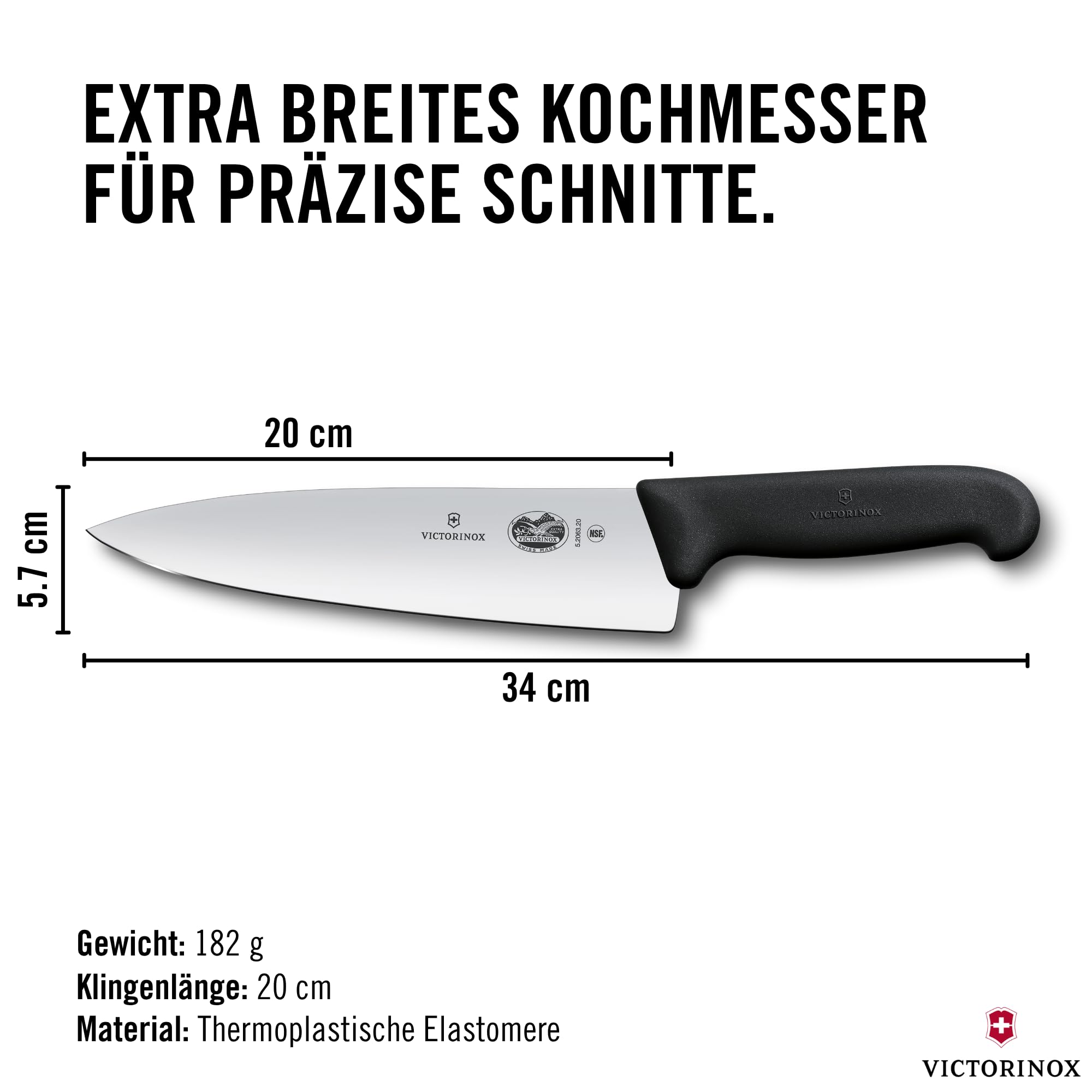 Victorinox 5.2063.20, coltello per sfilettare in acciaio inox da 20 cm, nero, standard