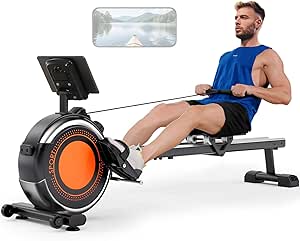 S For Home Dripex Foldable, Water Max 350 LBS, Water Rower With Smooth Slide Rail, Comfortable Seat, Bluetooth App Supported, LCD Monitor, Wooden Row Machine For Home Rowing Machine