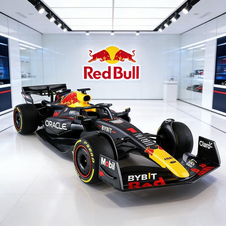 Image of Bburago Oracle Red Bull Racing RB21 Die Cast Formula 1 Car F1 Collectible, Ages 14+