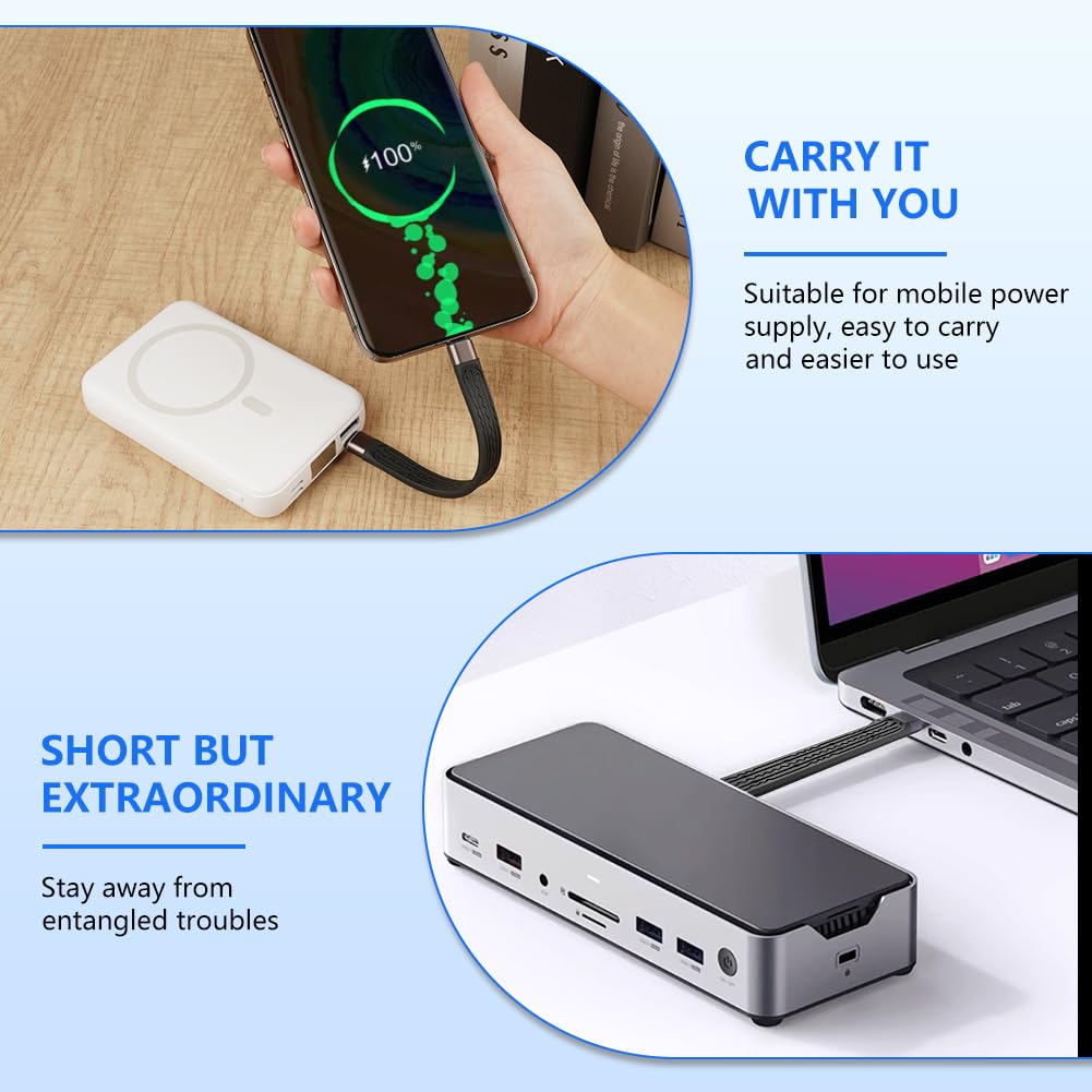 OFFCUP Cavo di Ricarica Rapida, Cavo USB C a Corto 13cm, Cavi USB-C, Velocità di Trasmissione Elevata, Facile da Trasportare