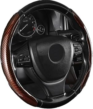 RYE for Mercedes Benz Steering Wheel Cover, Car Steering Wheel Cover Carbon Fiber Texture Ultra-Thin Easy Installation Durable, for A B C E S Class CLA AMG Accessories - Brown Texture
