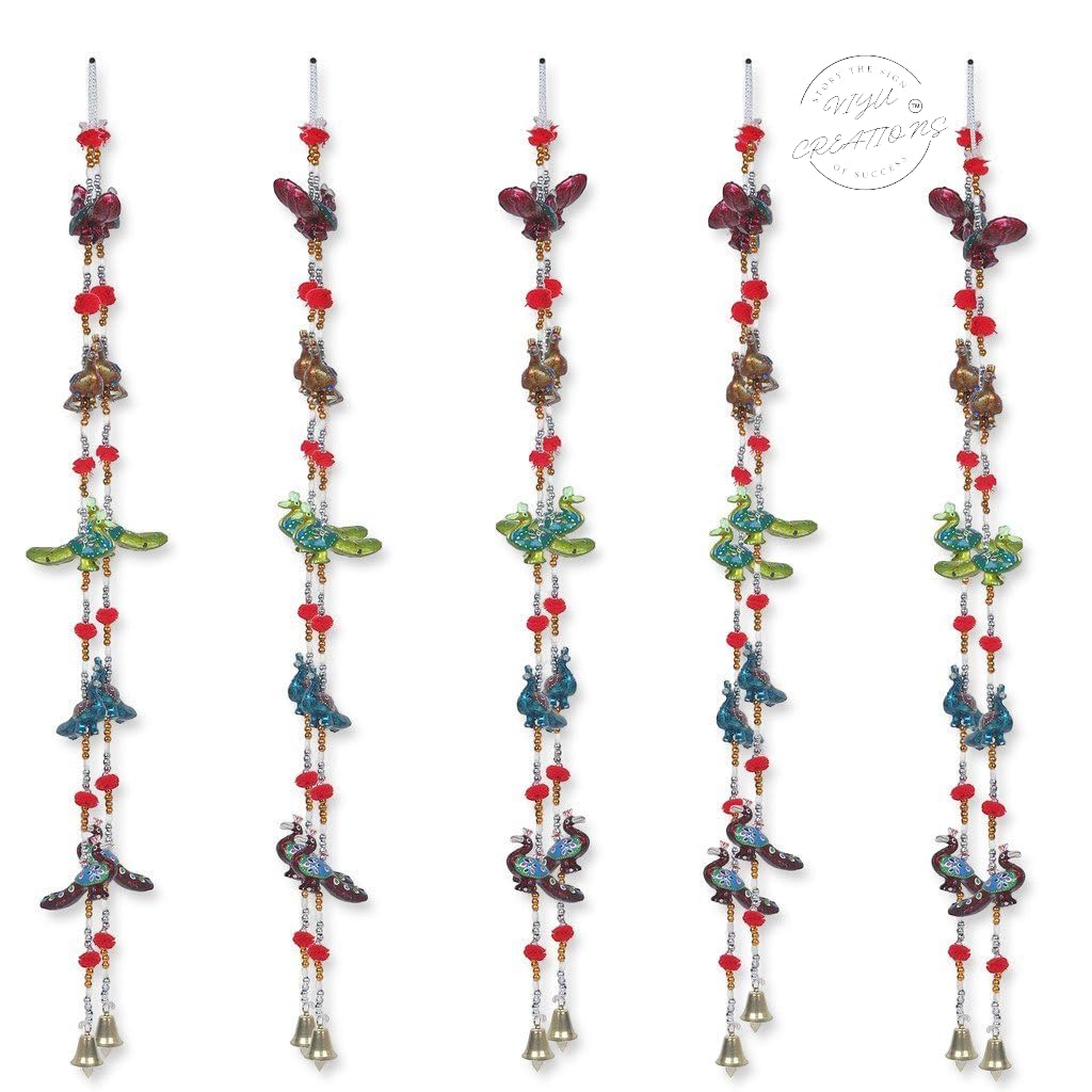 VIYU CREATIONS Peacock Line Pair of 2 Piece 40 INCH Decorative Door Hanging Toran for Festival Paper Mache Decoration Decorative Gift Item Home Decor Rajasthani Showpiece