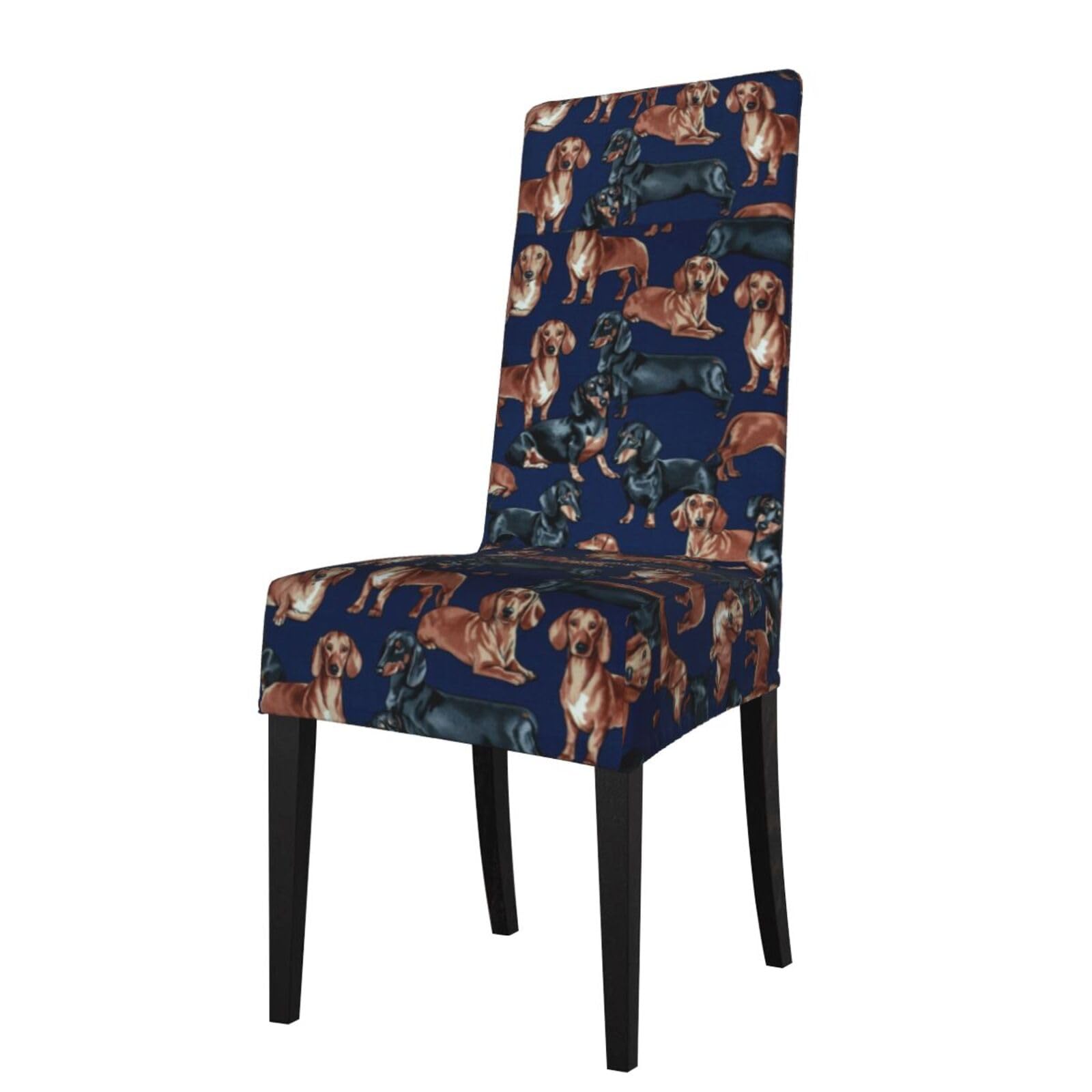Lkymoh As Picture Dachshund Puppy, Chair Covers Stretch Chair Slipcovers For Dining Room, For Party Pet Protection Universal Fit Soft Polyester