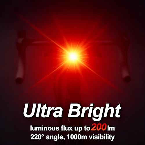 Miniatura 2 de Cruxer Ultra Bright Bike Tail Light 200 Lumen Compact Bicycle Rear Light, USB-C Rechargeable, Smart Brake Sensing up to 300 Lumen, 8 Light Intensity